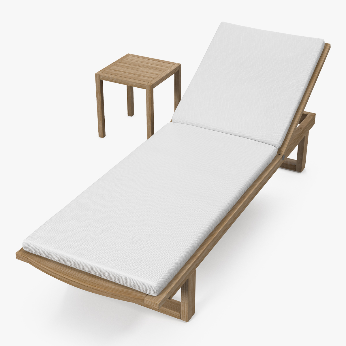 Garden Wooden Sun Lounger with Table, view 3