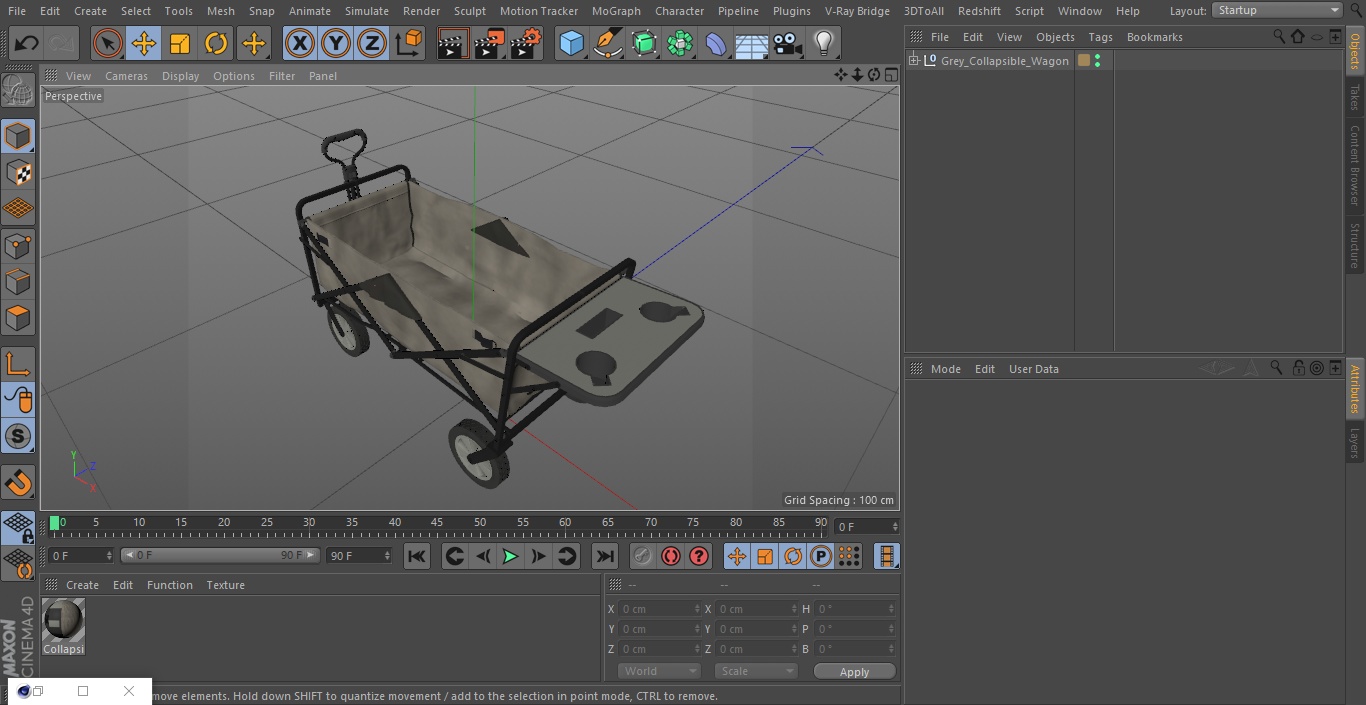 Grey Collapsible Wagon 3D