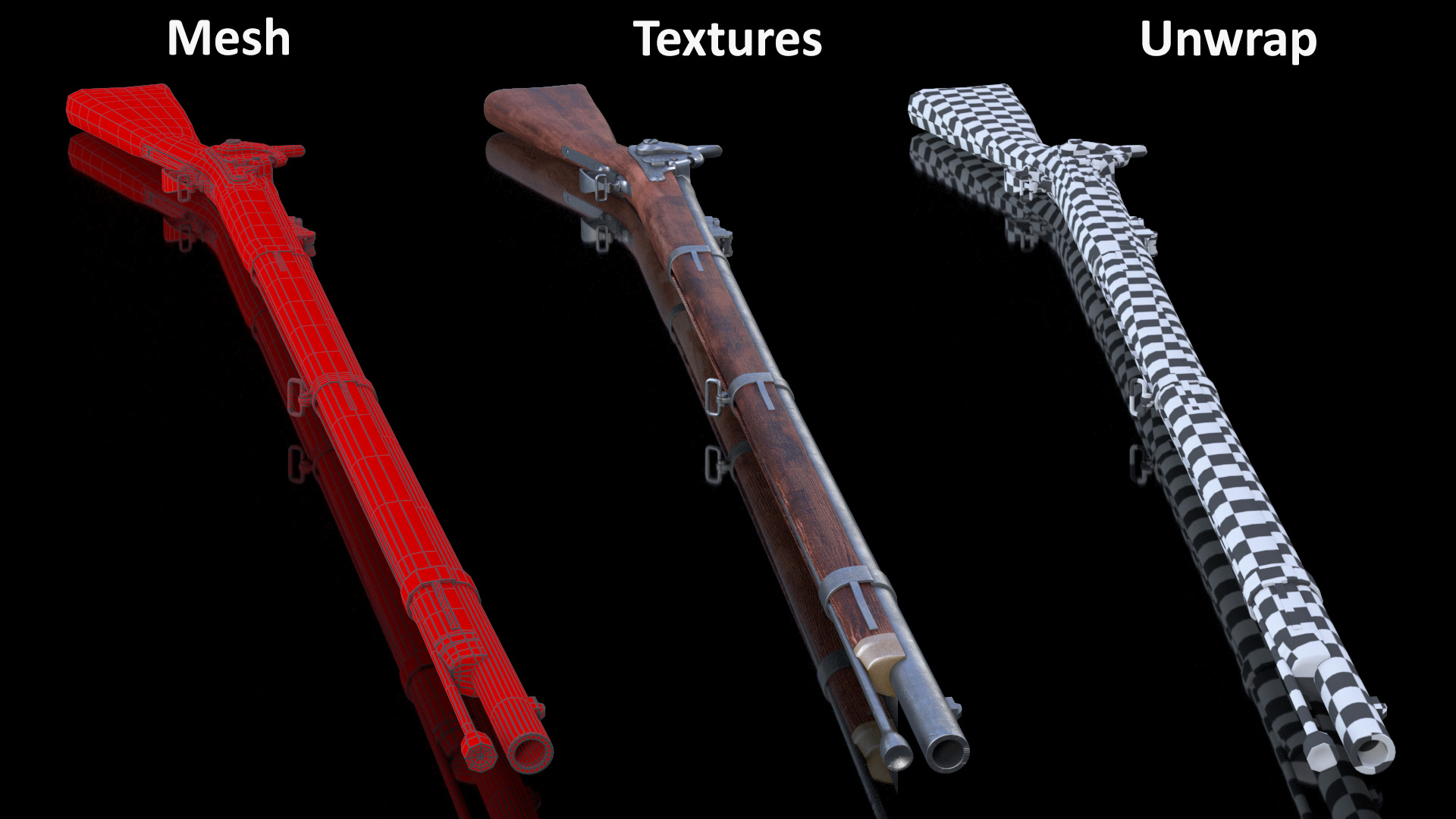 3D Vintage Flintlock Rifle model