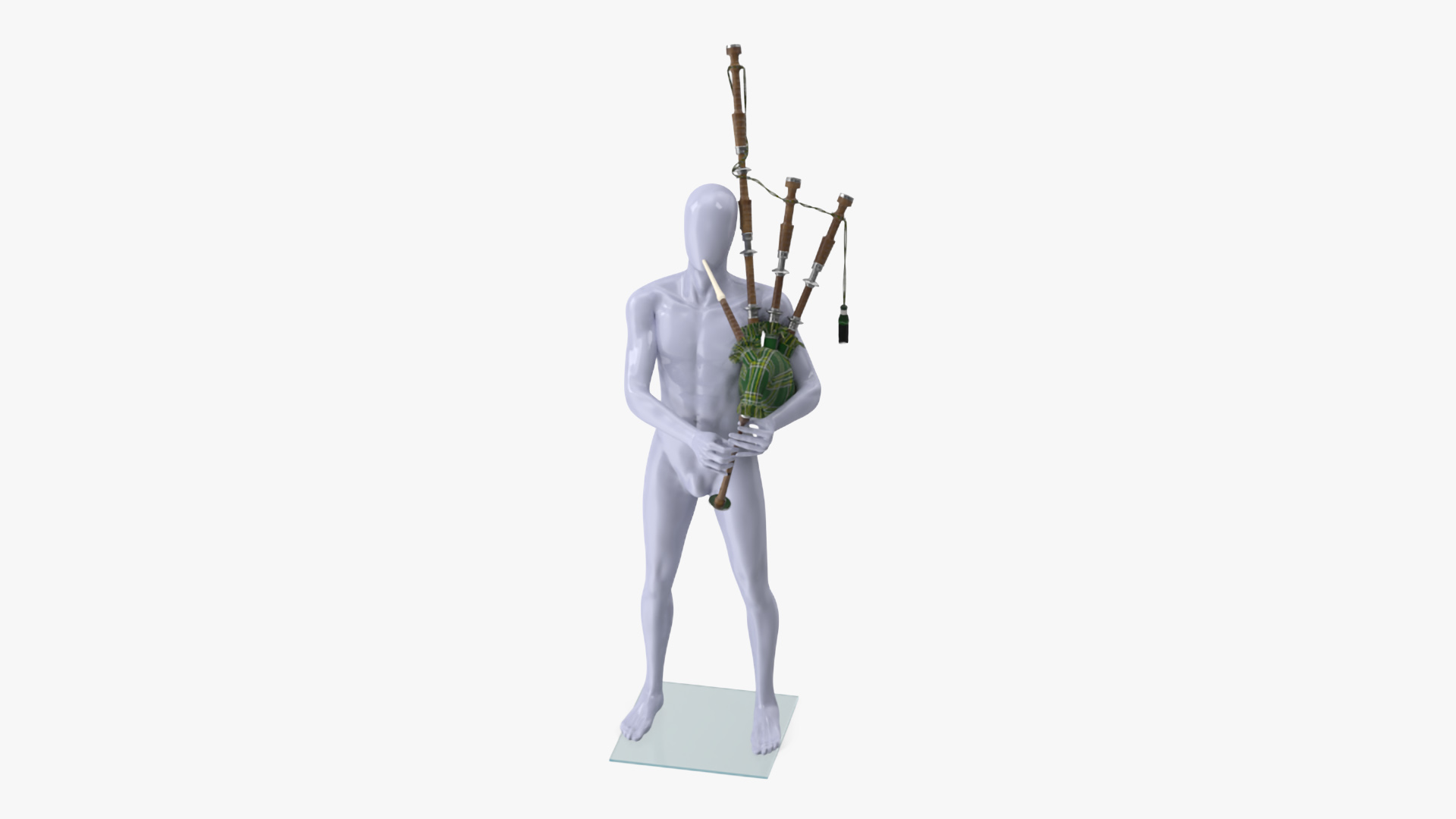 3D Mannequin with Scottish Green Bagpipes model
