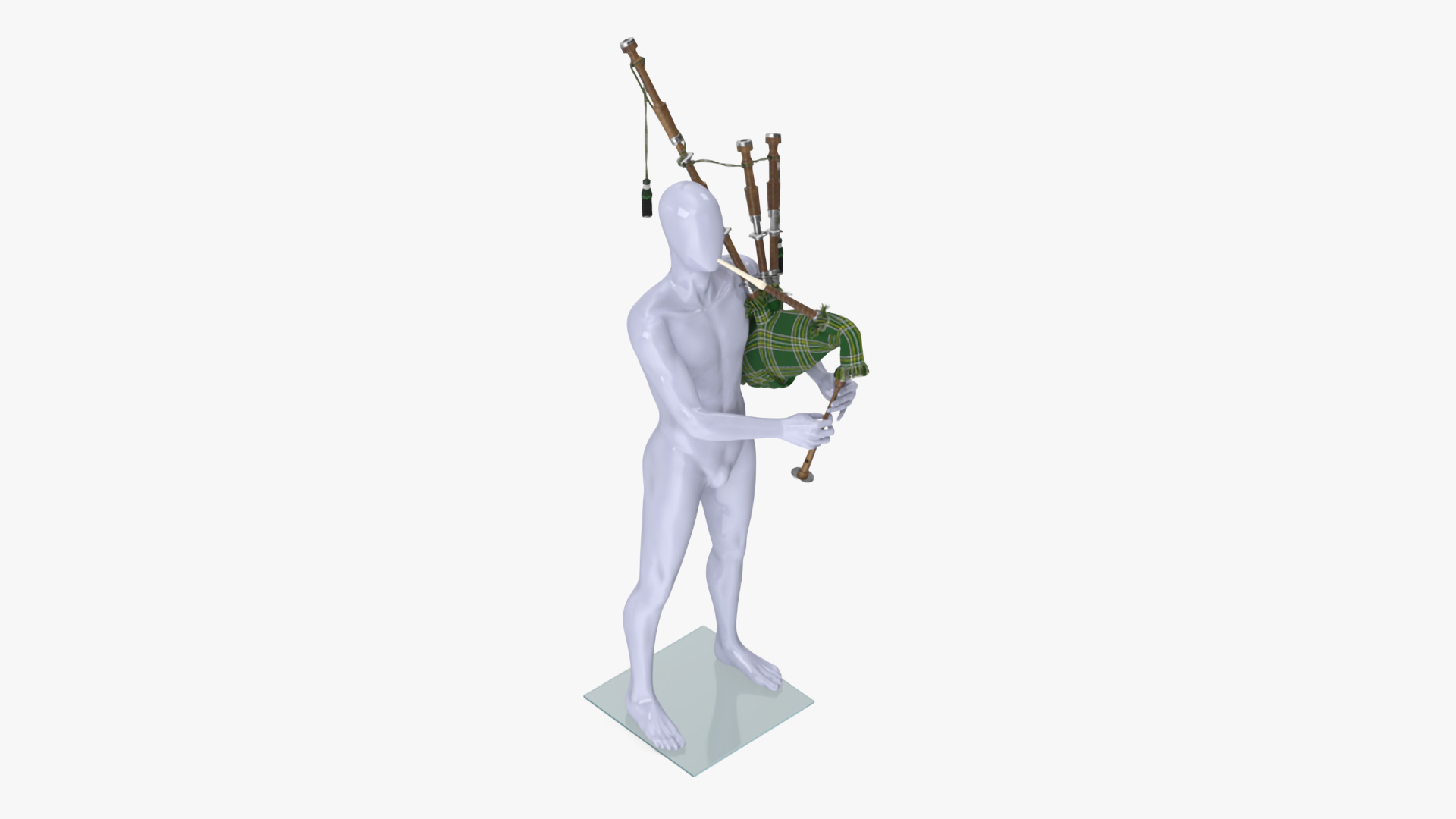 3D Mannequin with Scottish Green Bagpipes model
