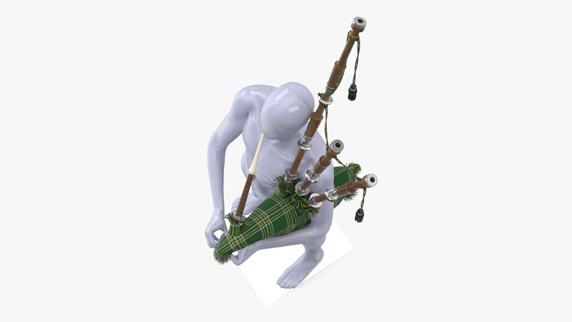 3D Mannequin with Scottish Green Bagpipes model