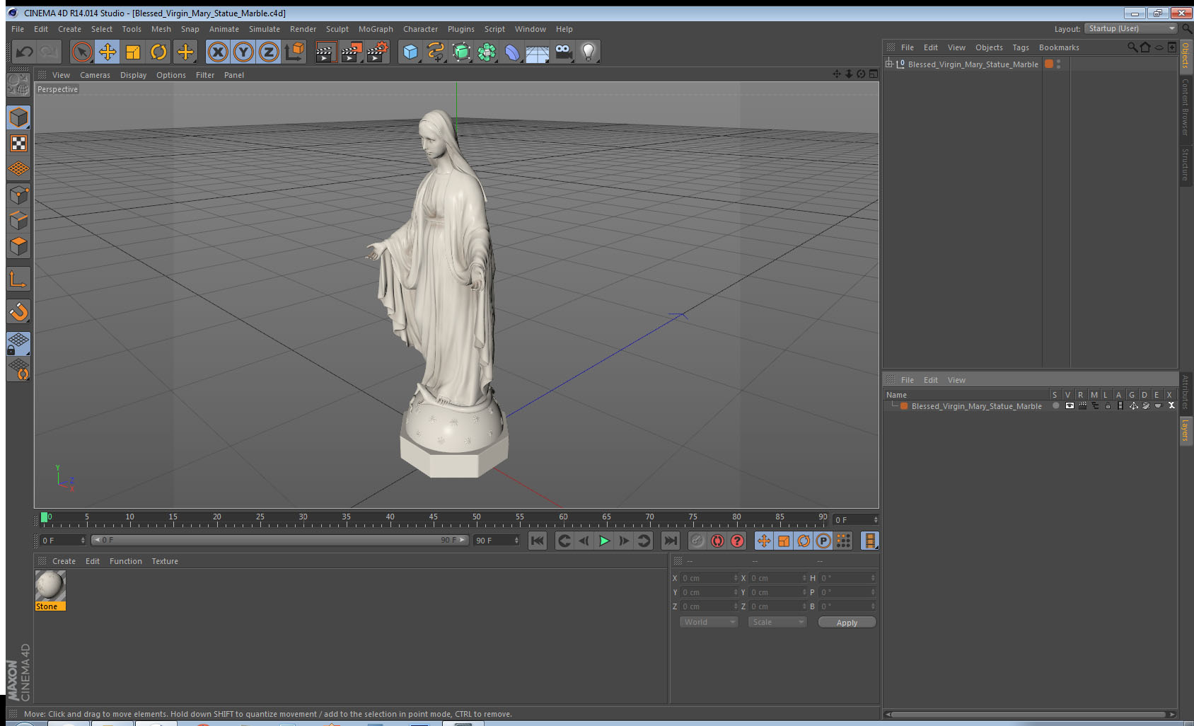 3D Blessed Virgin Mary Statue Marble model