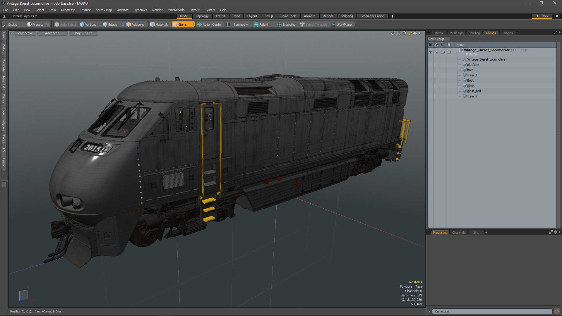 3D model Vintage Diesel Locomotive
