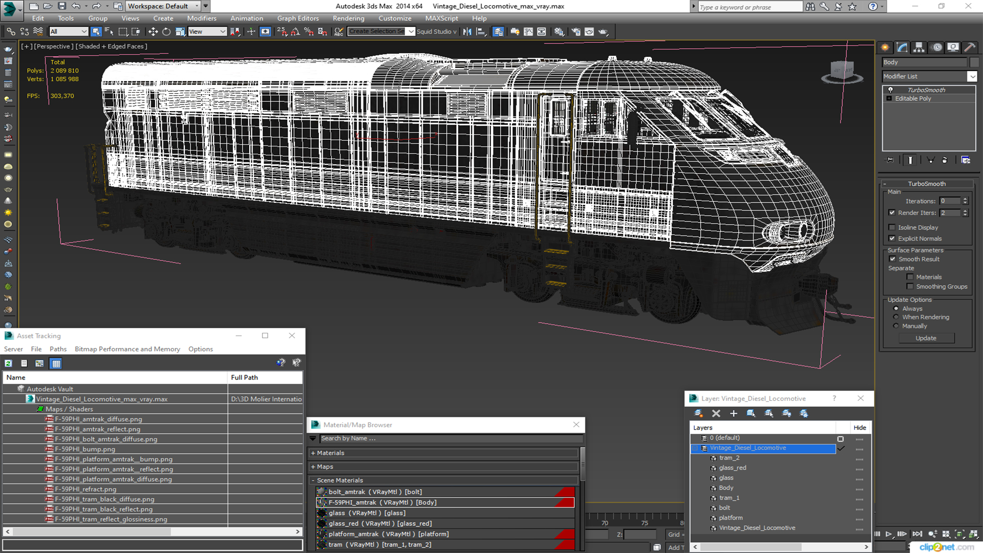 3D model Vintage Diesel Locomotive