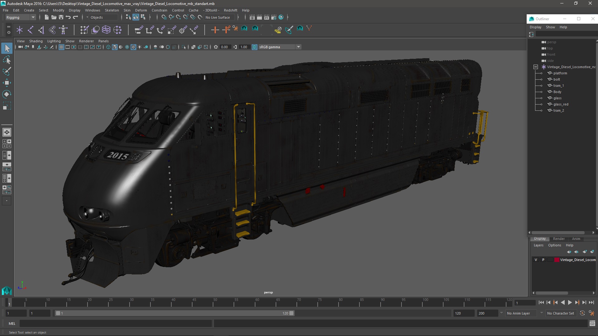 3D model Vintage Diesel Locomotive