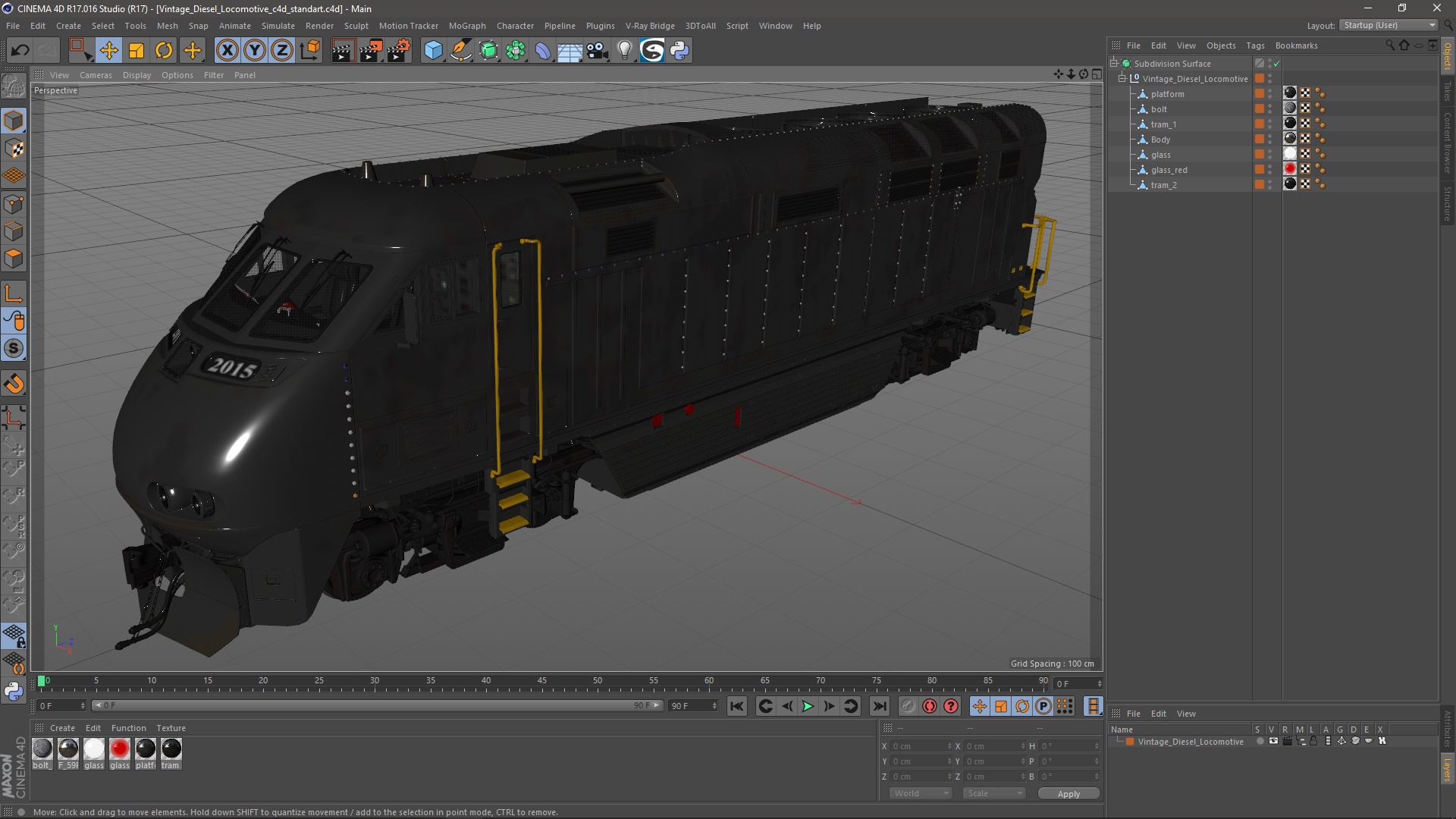 3D model Vintage Diesel Locomotive