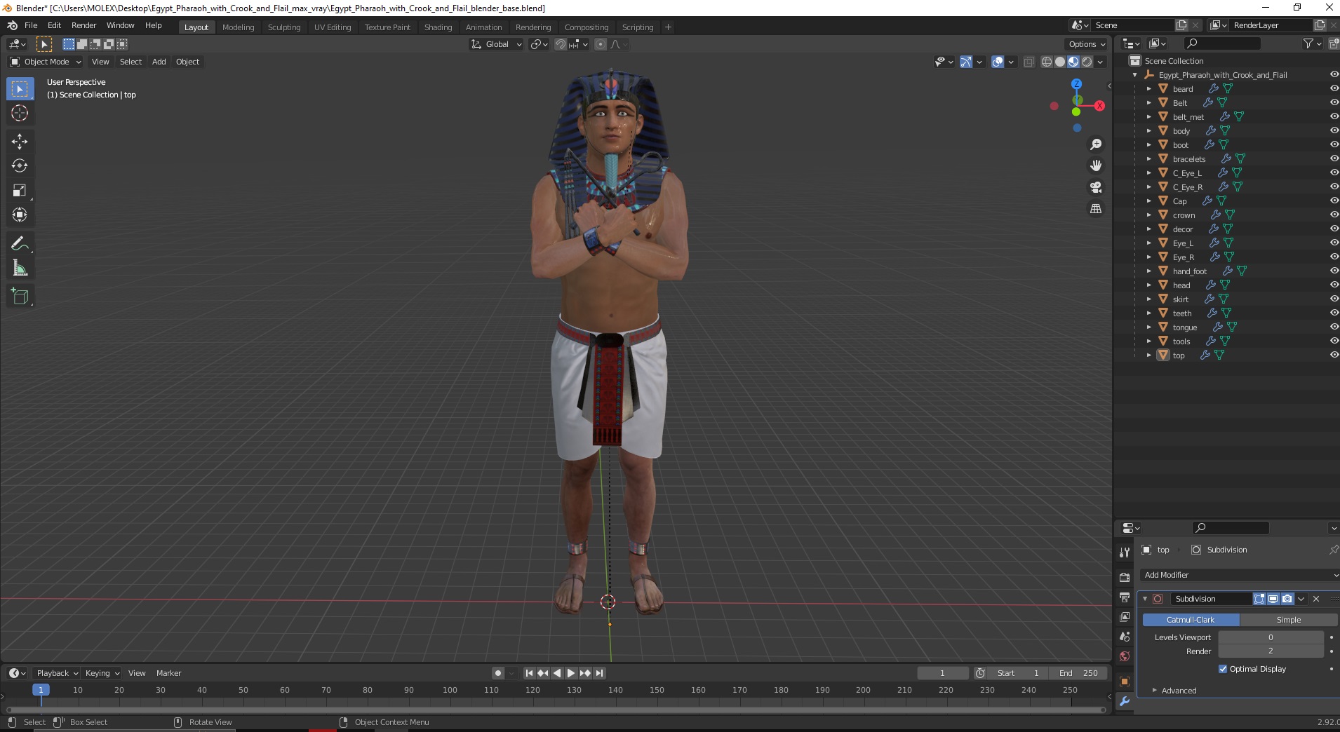 Egypt Pharaoh with Crook and Flail 3D model