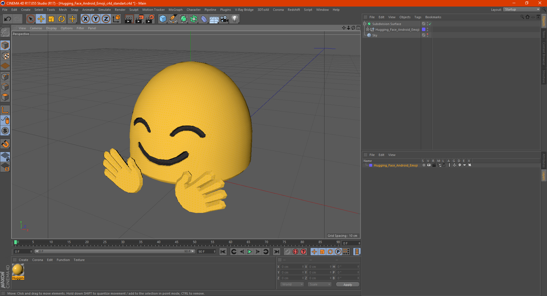 3D Hugging Face Android Emoji