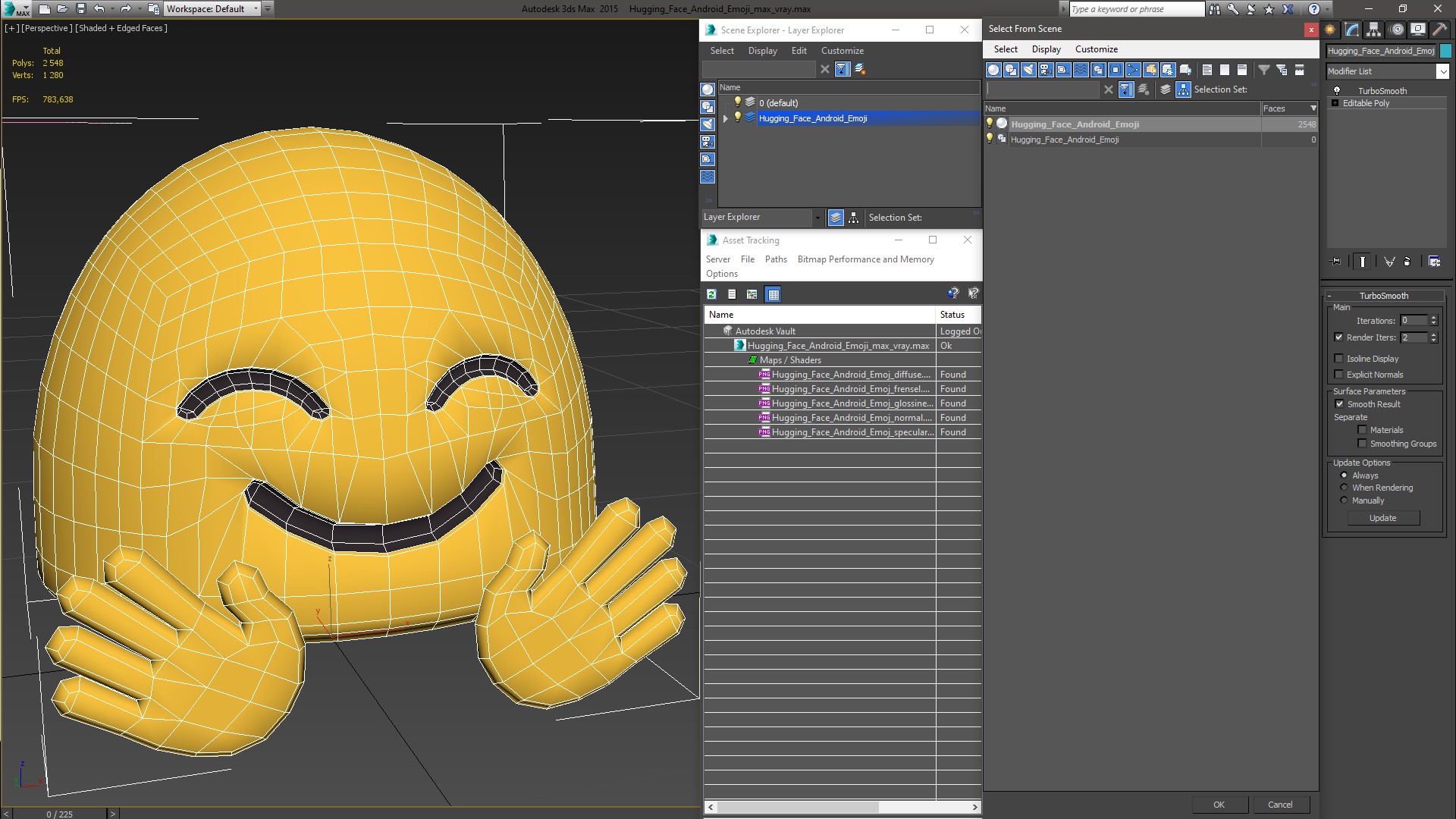 3D Hugging Face Android Emoji