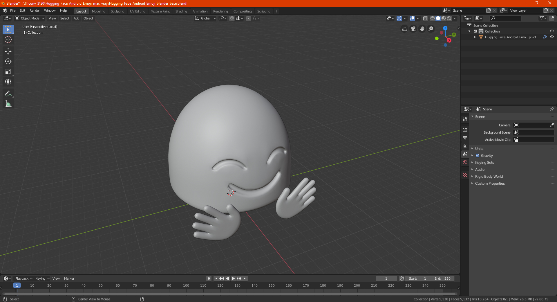 3D Hugging Face Android Emoji