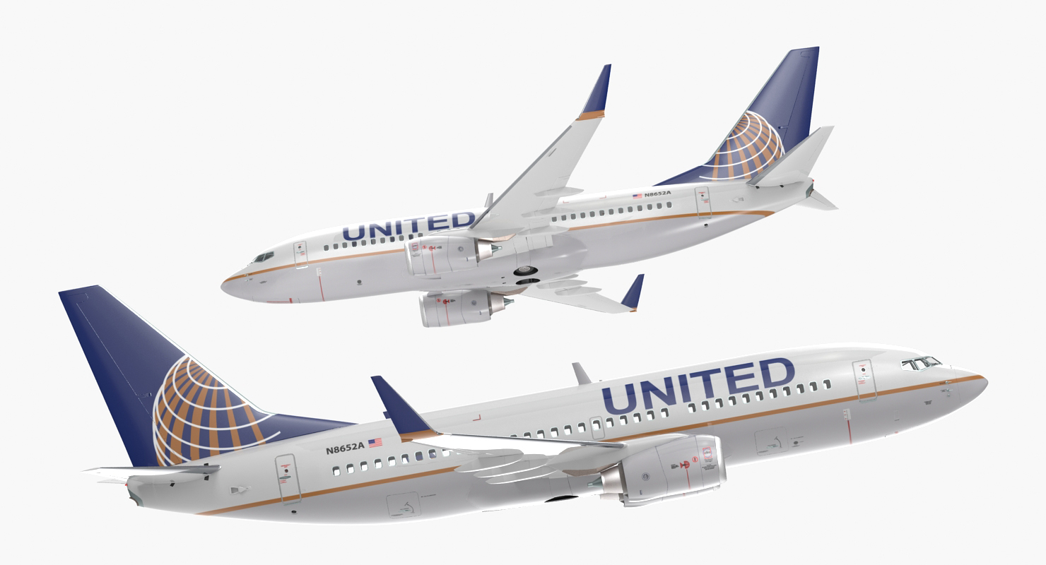 Boeing 737 700 United Airlines Rigged 3D