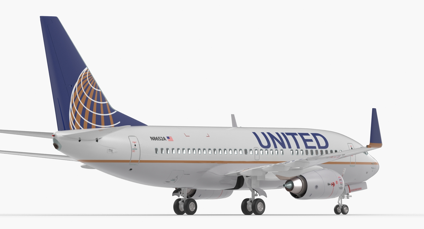 Boeing 737 700 United Airlines Rigged 3D