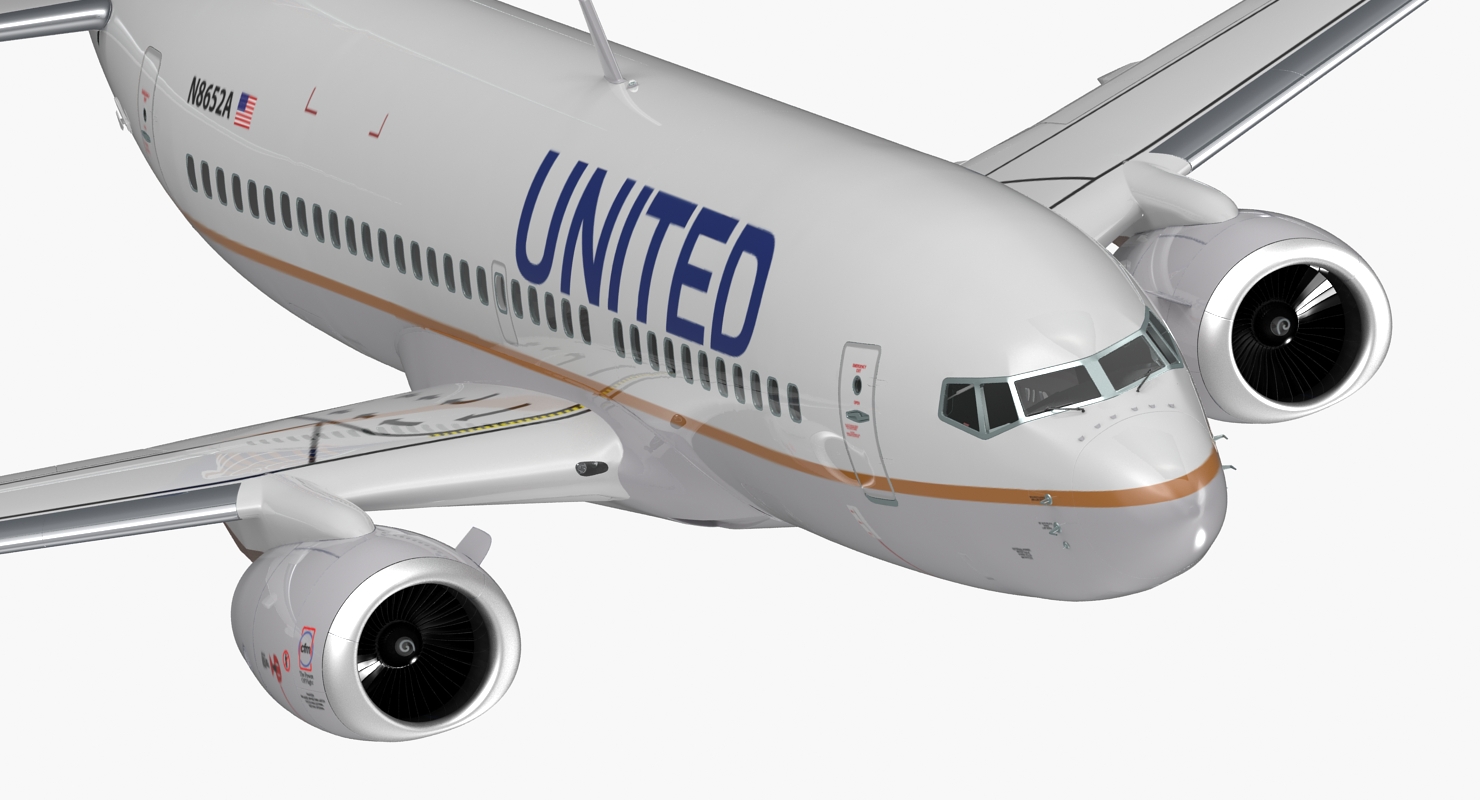 Boeing 737 700 United Airlines Rigged 3D