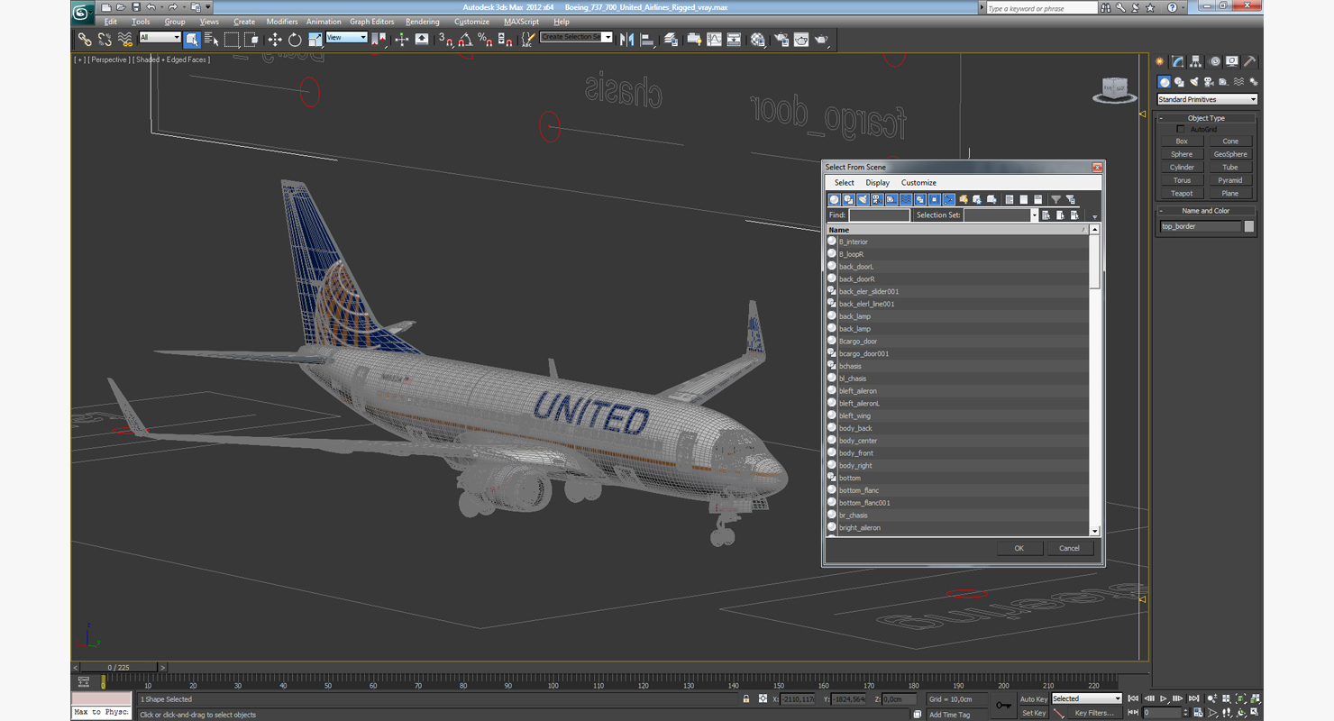 Boeing 737 700 United Airlines Rigged 3D