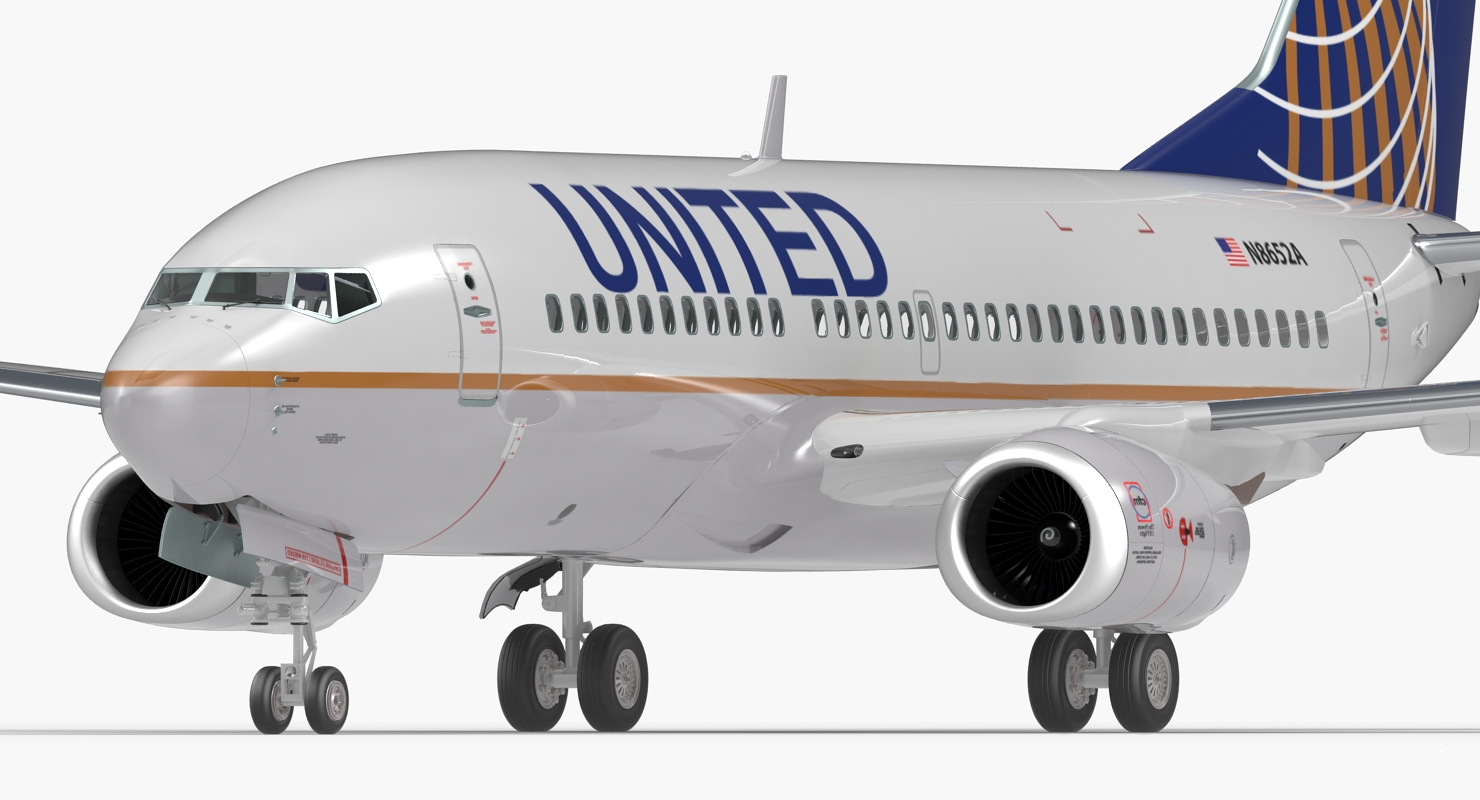 Boeing 737 700 United Airlines Rigged 3D