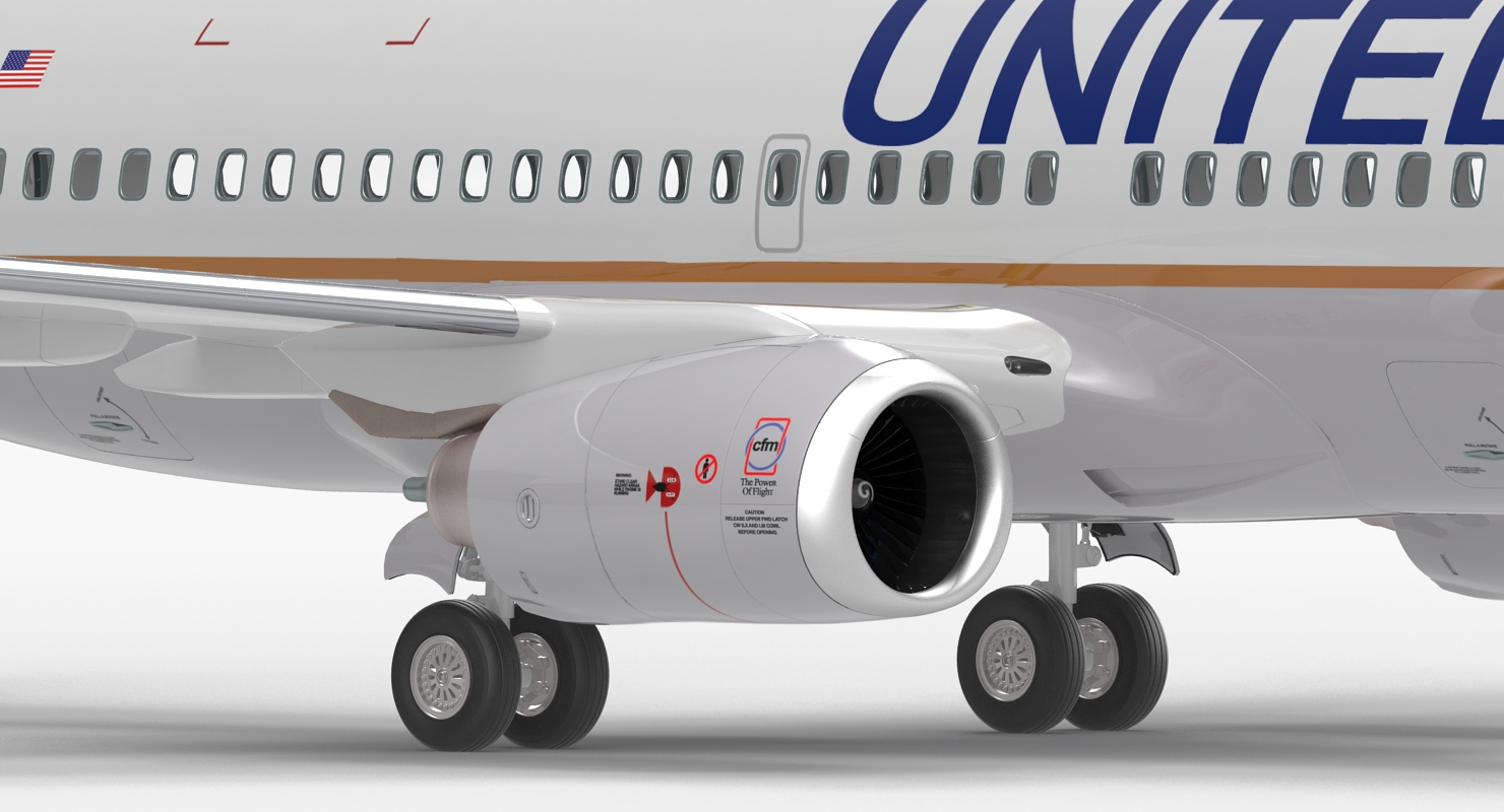Boeing 737 700 United Airlines Rigged 3D
