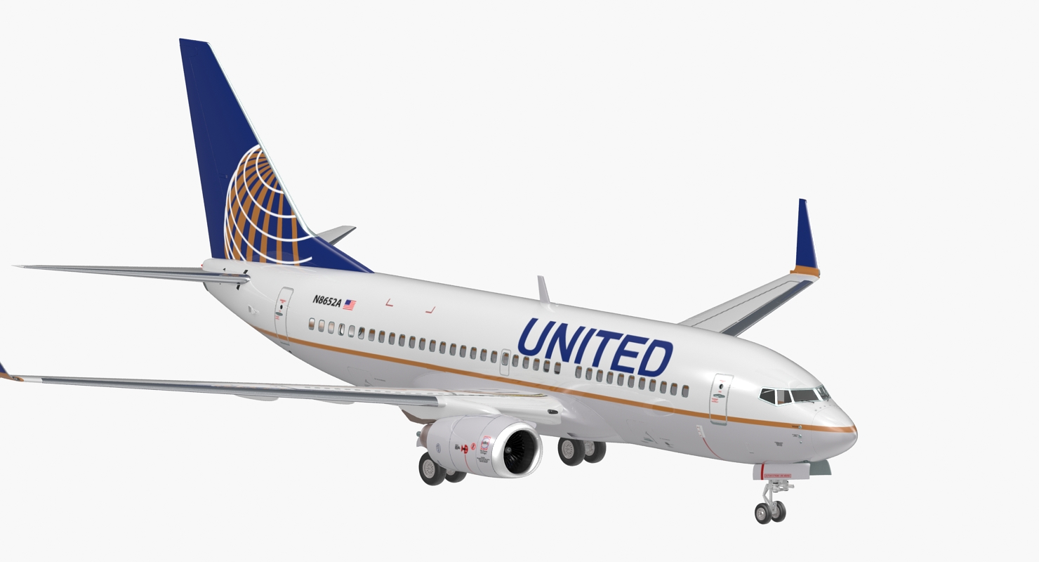 Boeing 737 700 United Airlines Rigged 3D