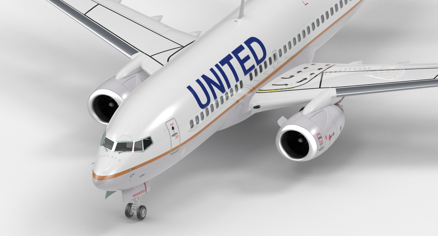 Boeing 737 700 United Airlines Rigged 3D
