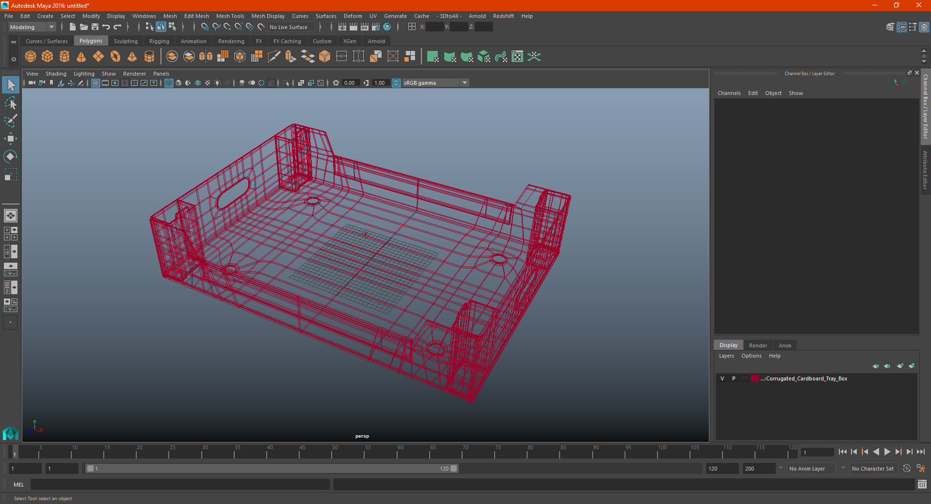 Corrugated Cardboard Tray Box 3D model