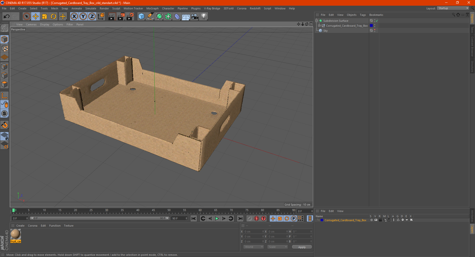 Corrugated Cardboard Tray Box 3D model