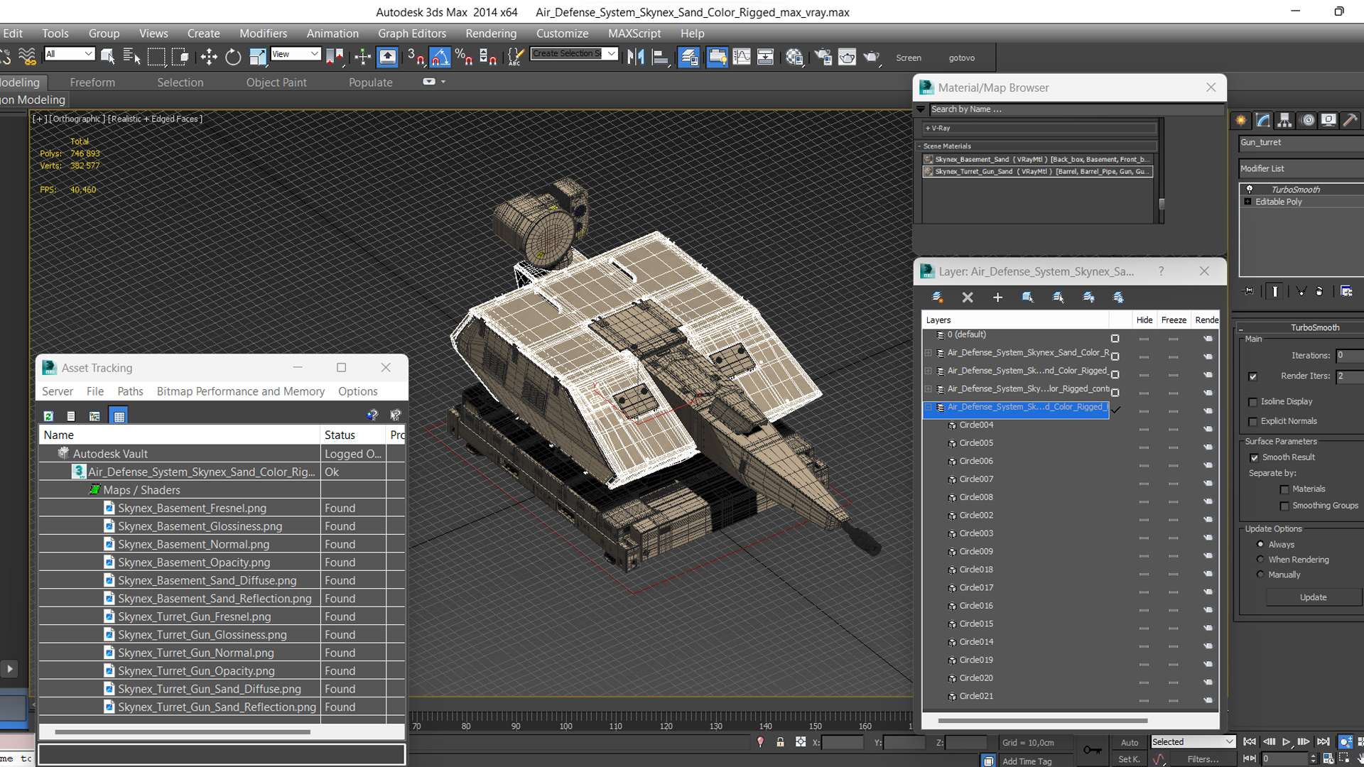 Air Defense System Skynex Sand Color Rigged for Maya 3D