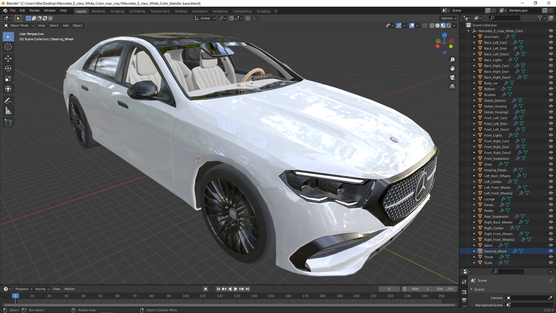 3D Mercedes E-class White Color model