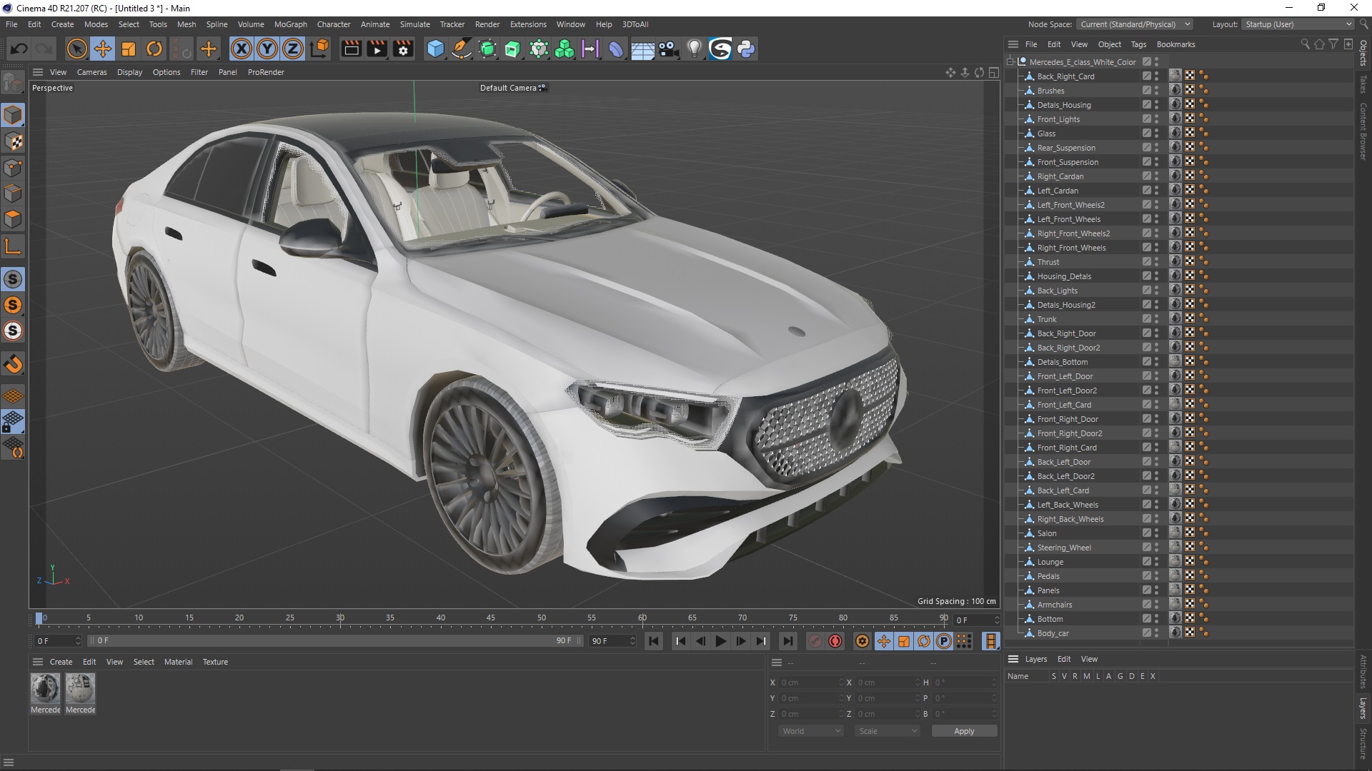 3D Mercedes E-class White Color model
