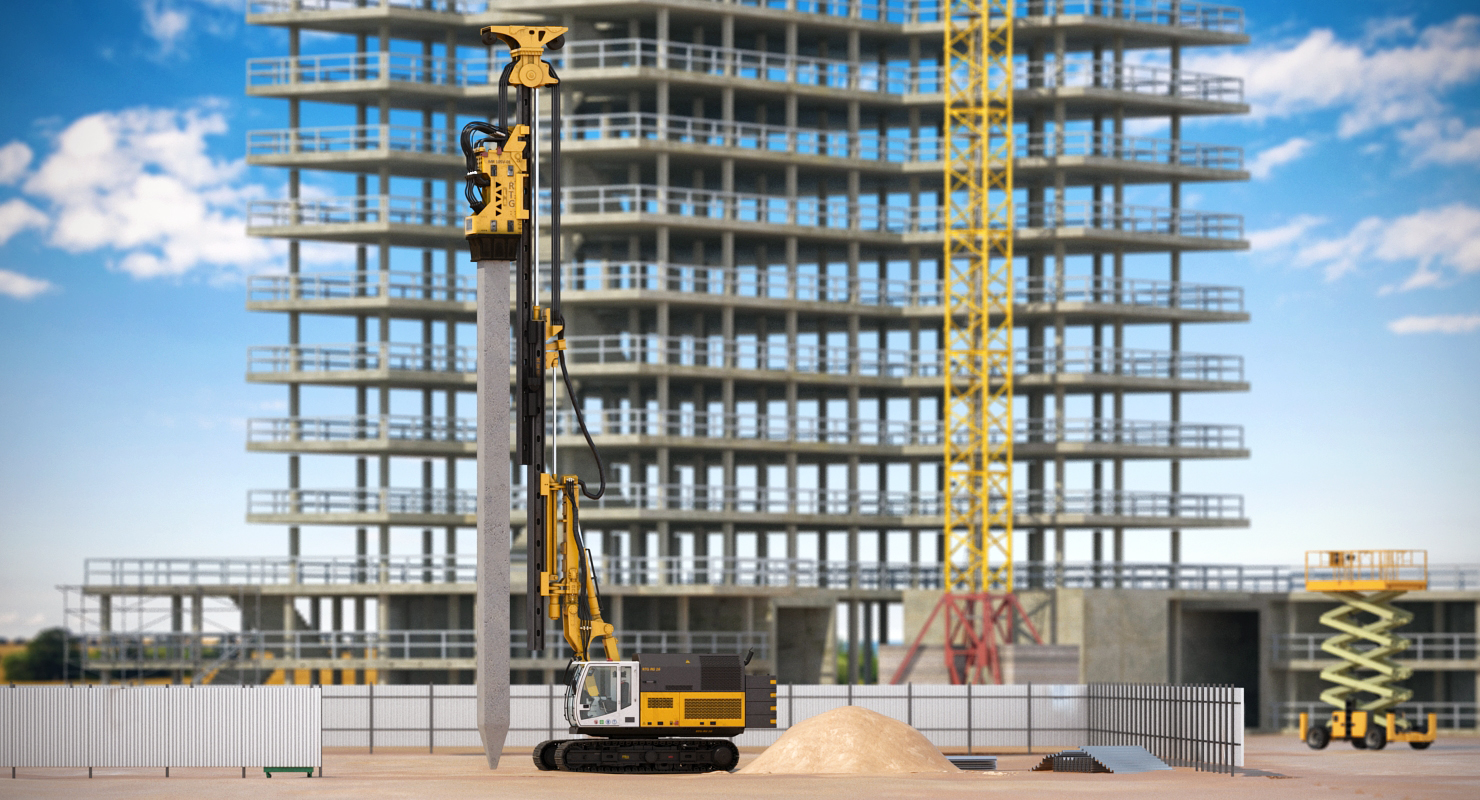 3D model Pile Driver Bauer RG16T Working Position