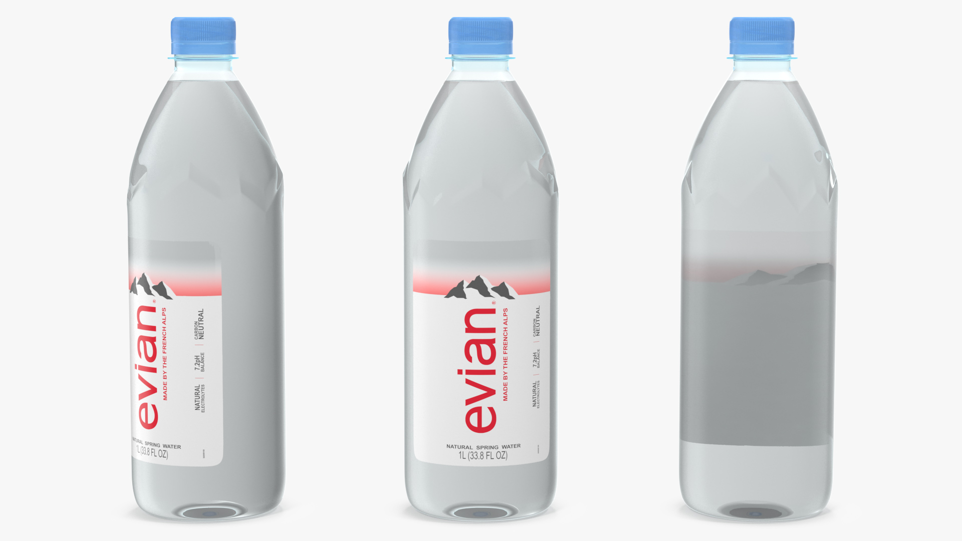 3D model Evian Natural Mineral Water 1L Plastic Bottle