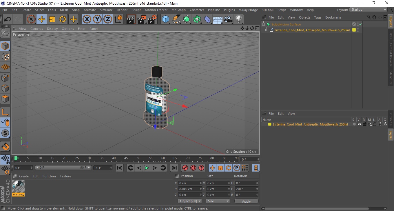 3D Listerine Cool Mint Antiseptic Mouthwash 250ml