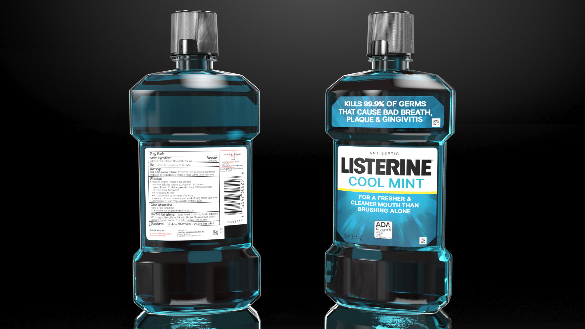 3D Listerine Cool Mint Antiseptic Mouthwash 250ml