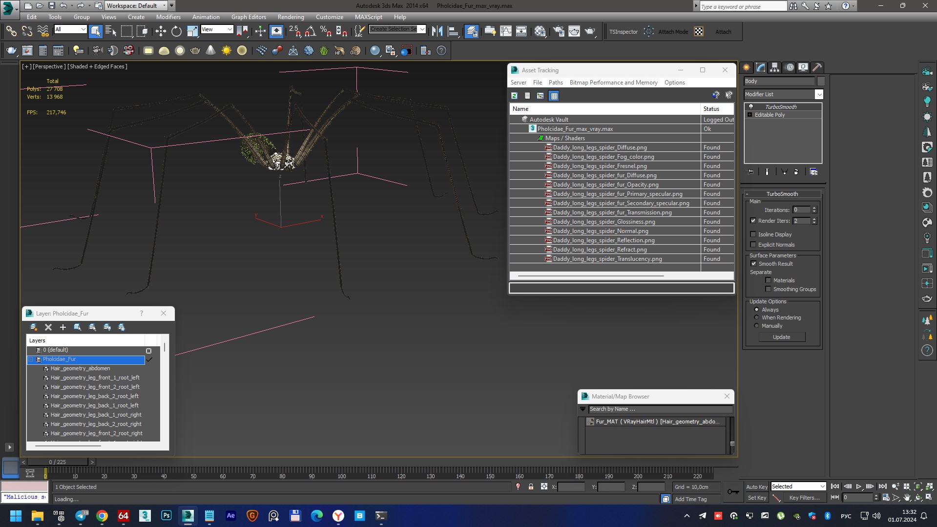 3D Pholcidae Fur model
