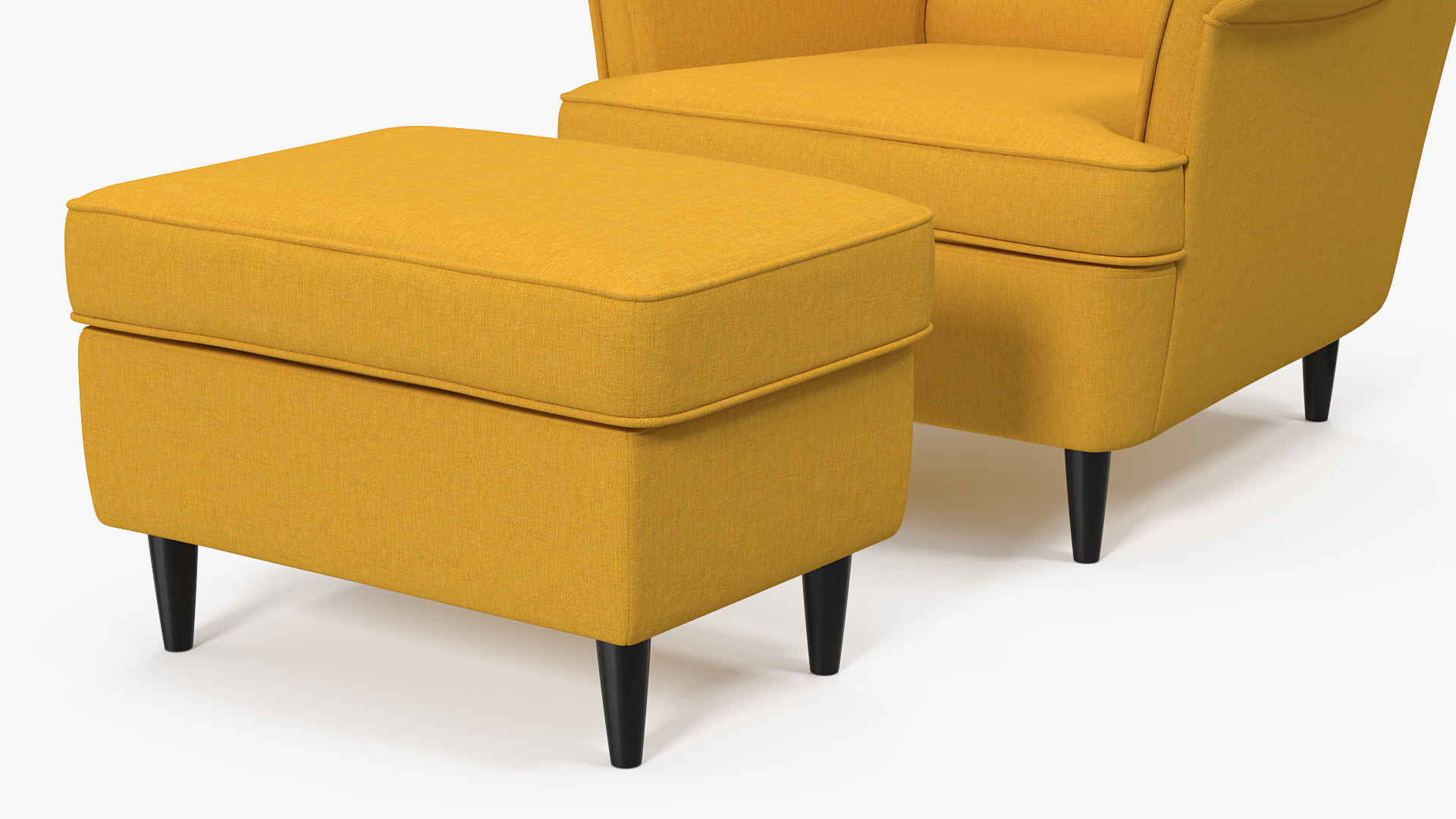 Strandmon Yellow Wing Chair with Puff 3D