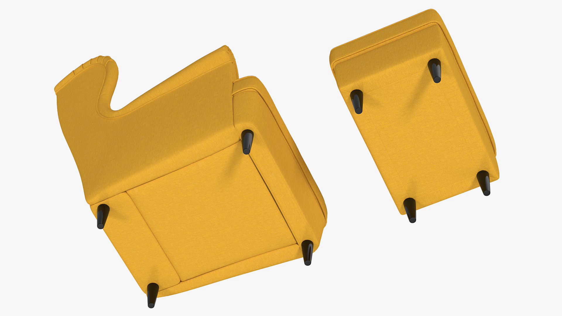 Strandmon Yellow Wing Chair with Puff 3D