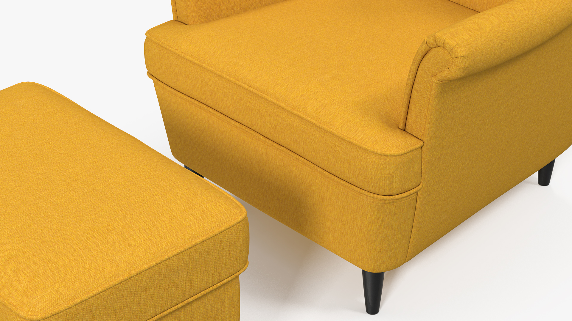 Strandmon Yellow Wing Chair with Puff 3D