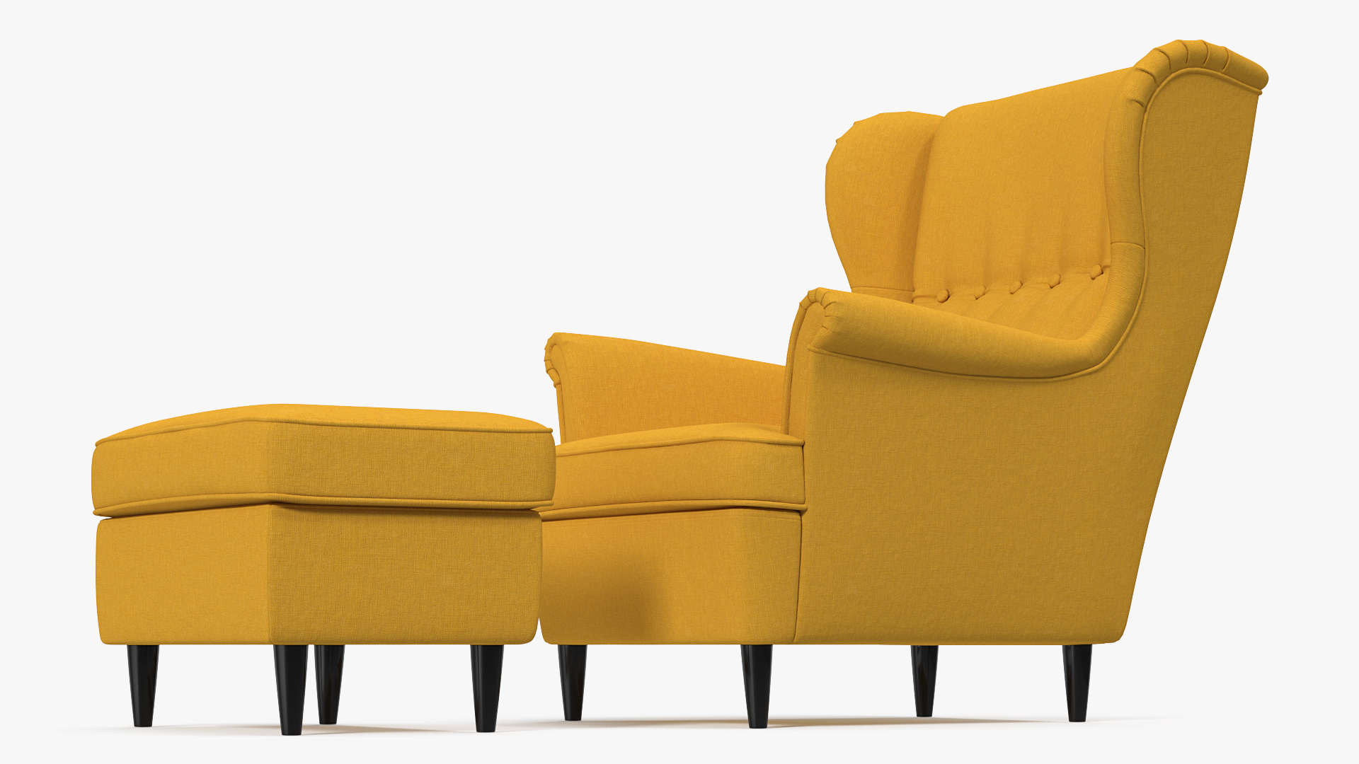 Strandmon Yellow Wing Chair with Puff 3D