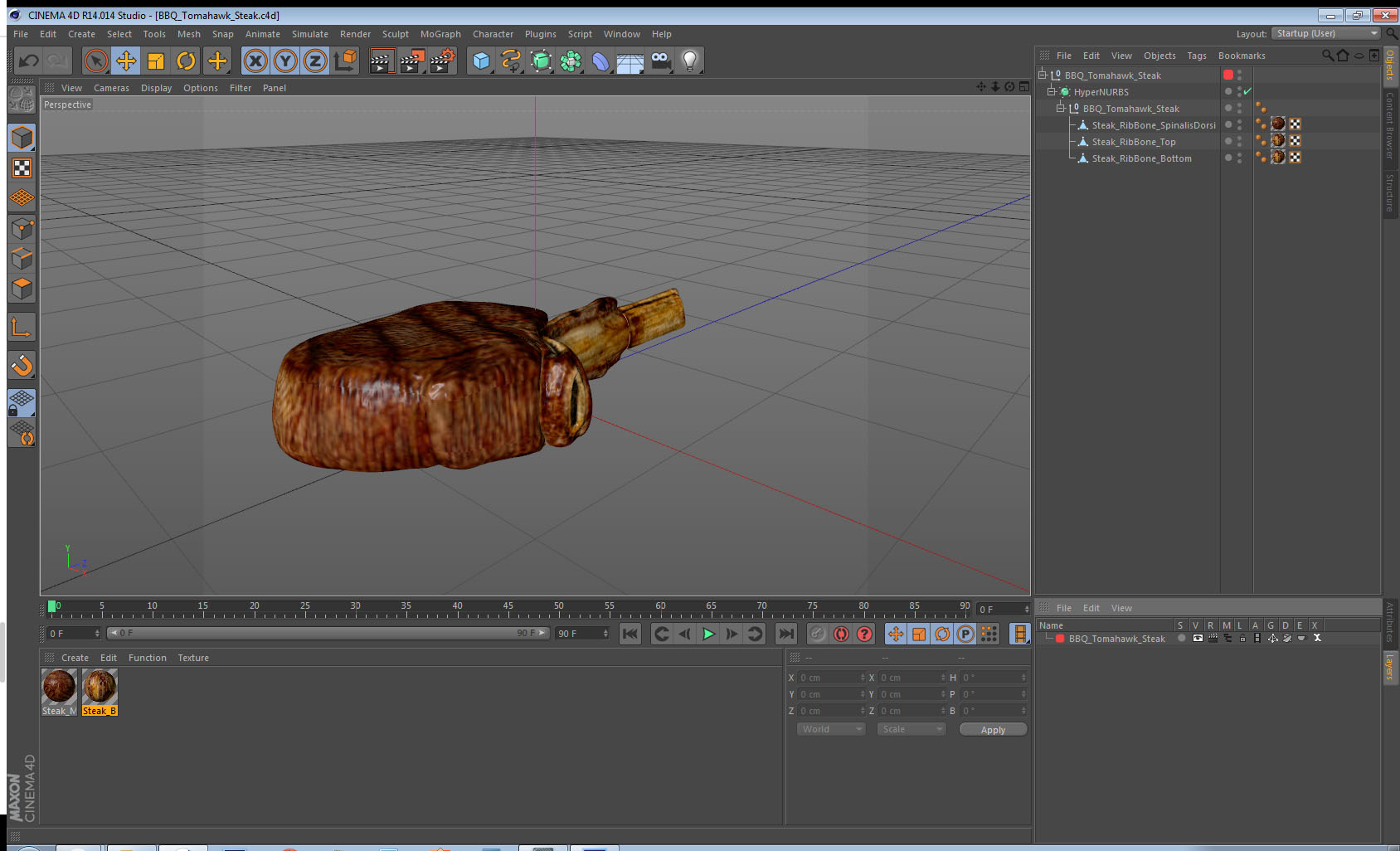 3D BBQ Tomahawk Steak model