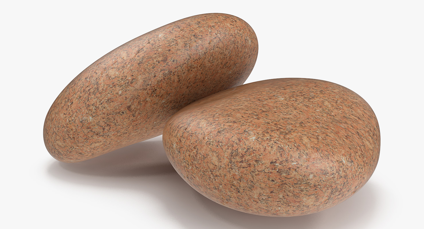 3D Red Granite Round Stone model