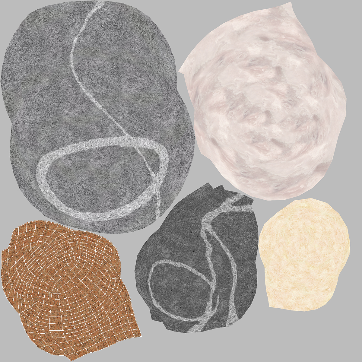 3D Red Granite Round Stone model
