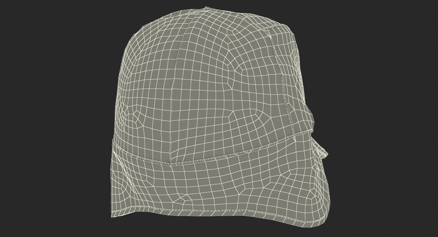3D Black Military Field Cap with Earflaps model