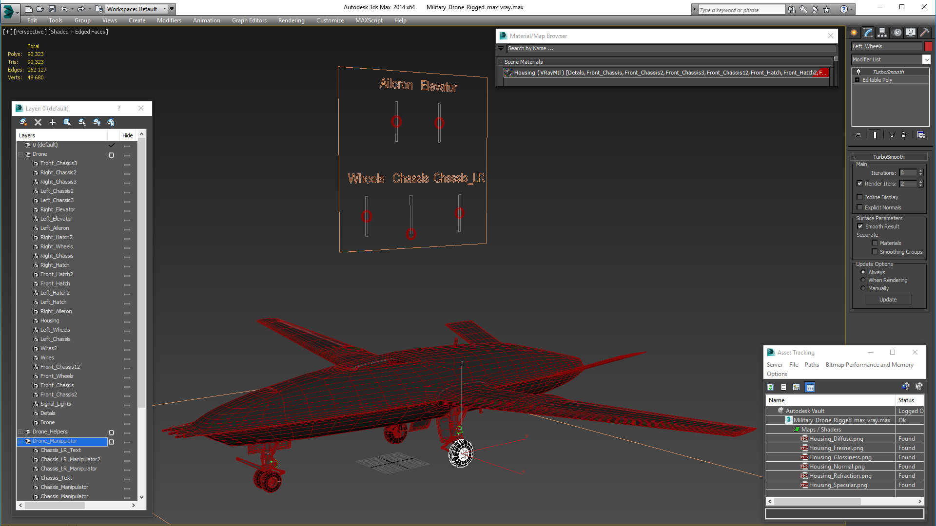 3D Military Drone Rigged