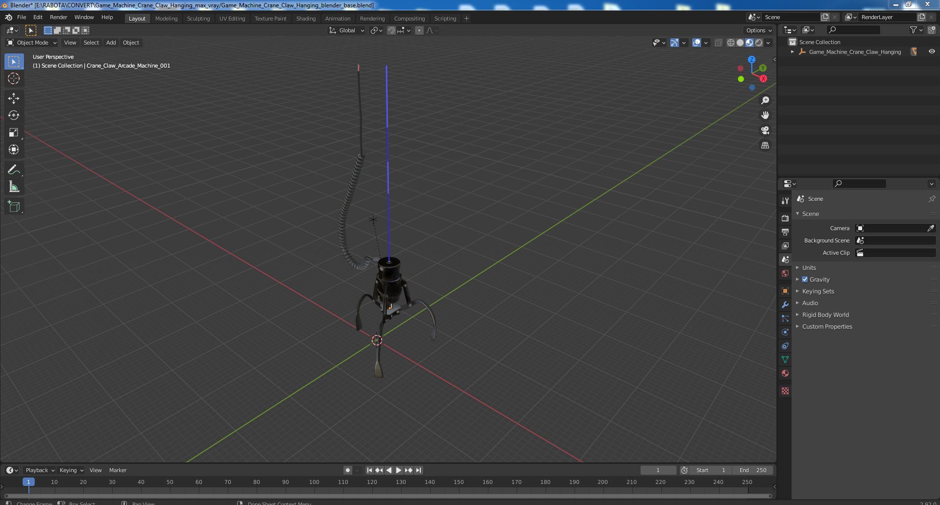 3D Game Machine Crane Claw Hanging