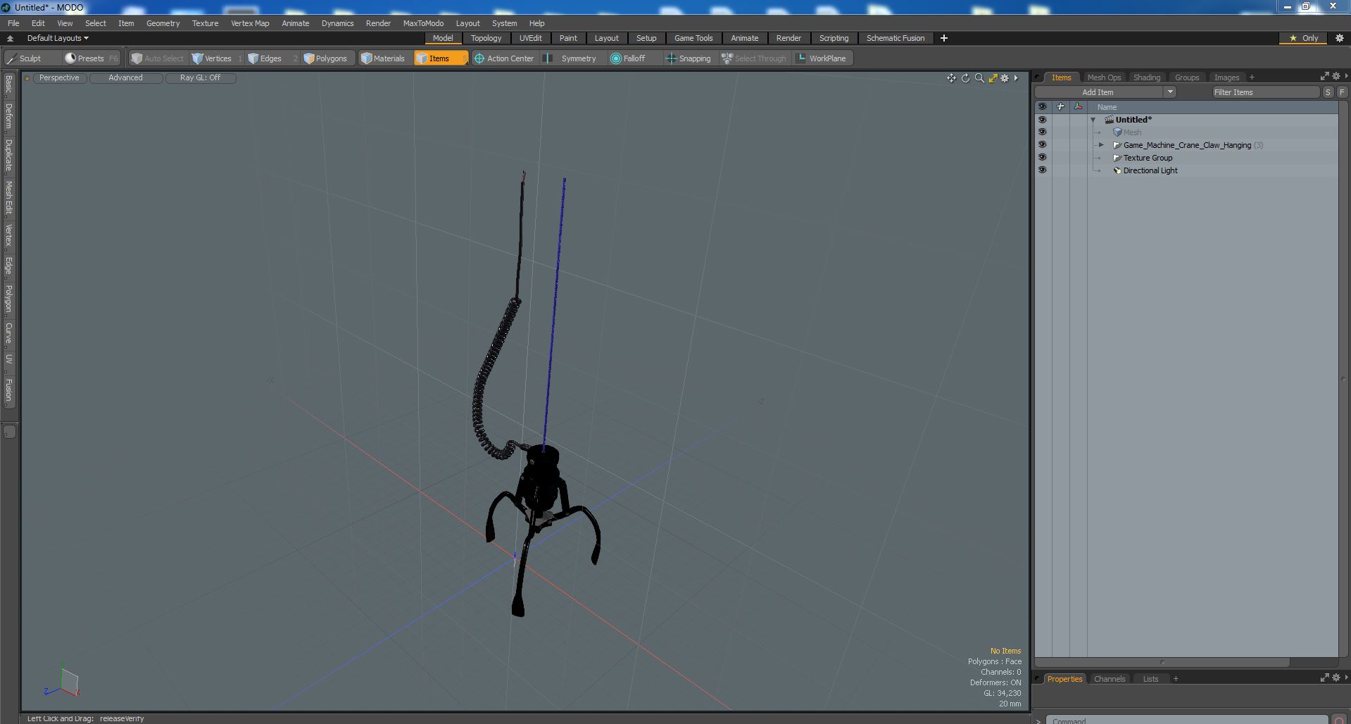 3D Game Machine Crane Claw Hanging