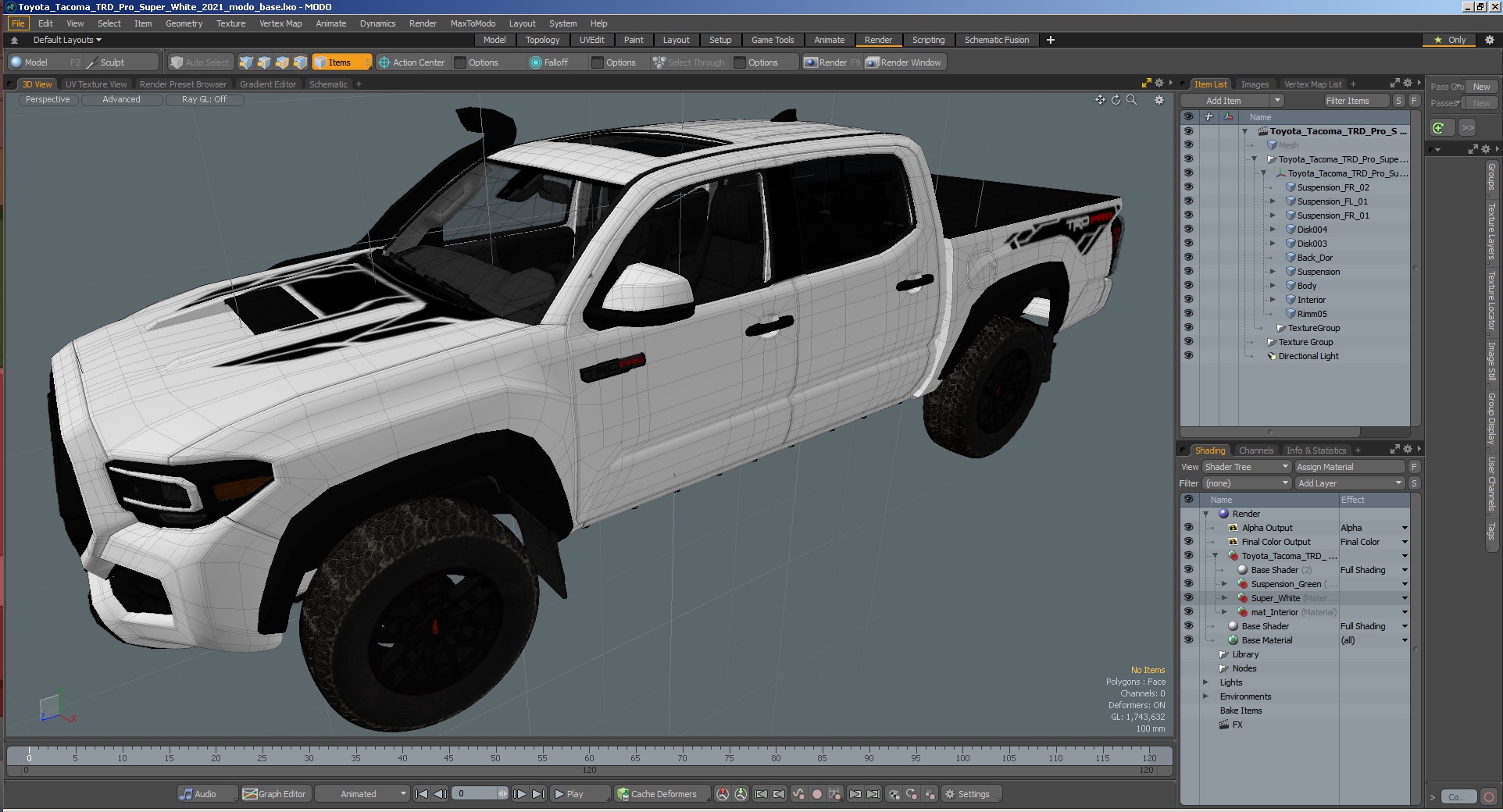 3D Toyota Tacoma TRD Pro Super White 2021 model