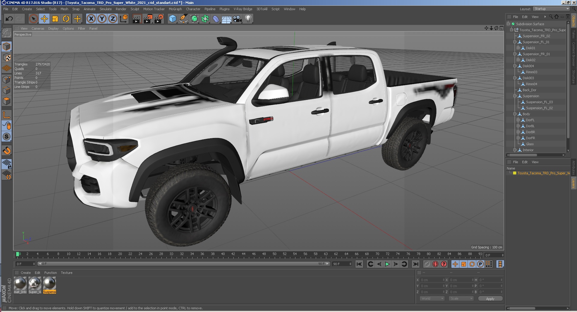 3D Toyota Tacoma TRD Pro Super White 2021 model