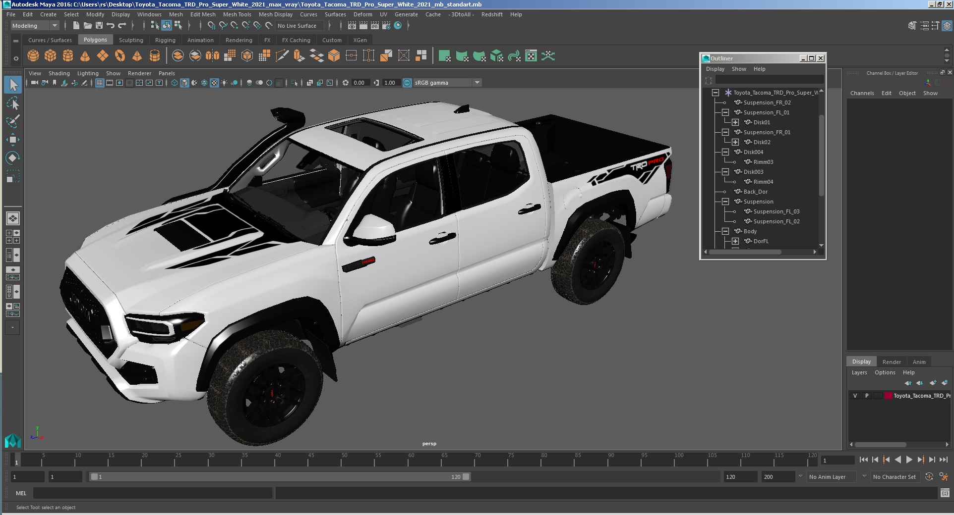 3D Toyota Tacoma TRD Pro Super White 2021 model