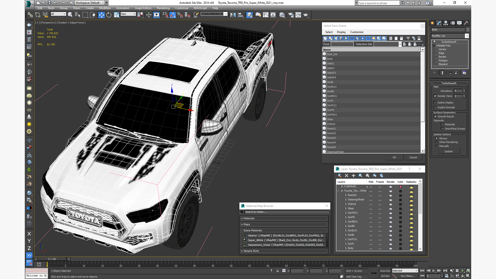 3D Toyota Tacoma TRD Pro Super White 2021 model
