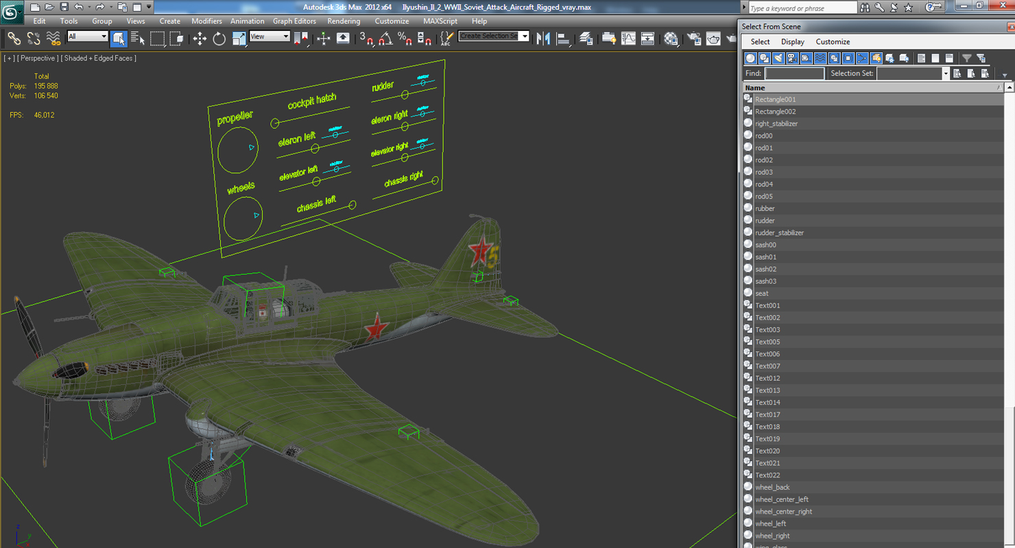 3D Ilyushin Il 2 WWII Soviet Attack Aircraft Rigged model