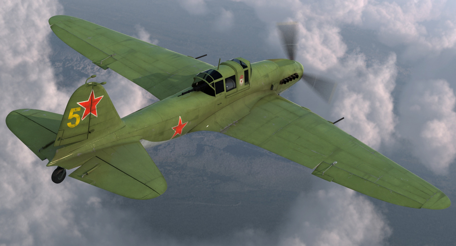 3D Ilyushin Il 2 WWII Soviet Attack Aircraft Rigged model